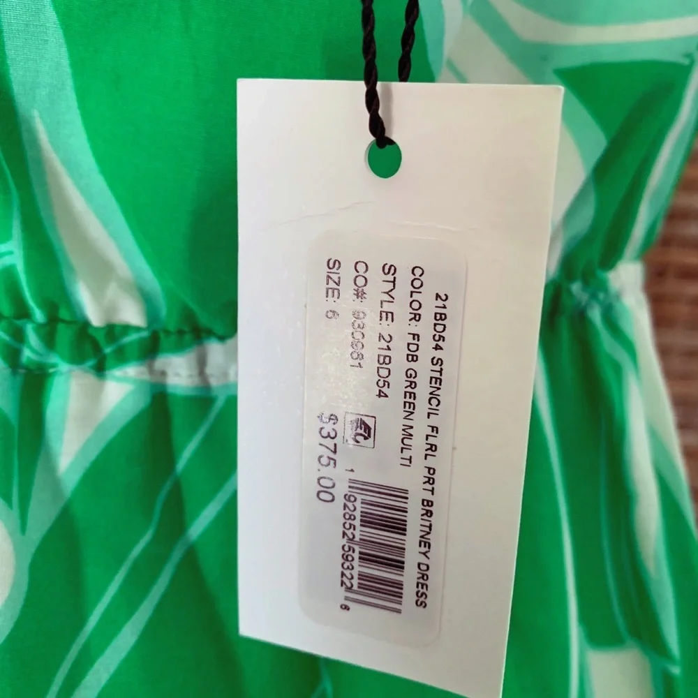 Milly Britney Kelly Green Stencil Floral Dress Size 6 - Picture 9 of 15